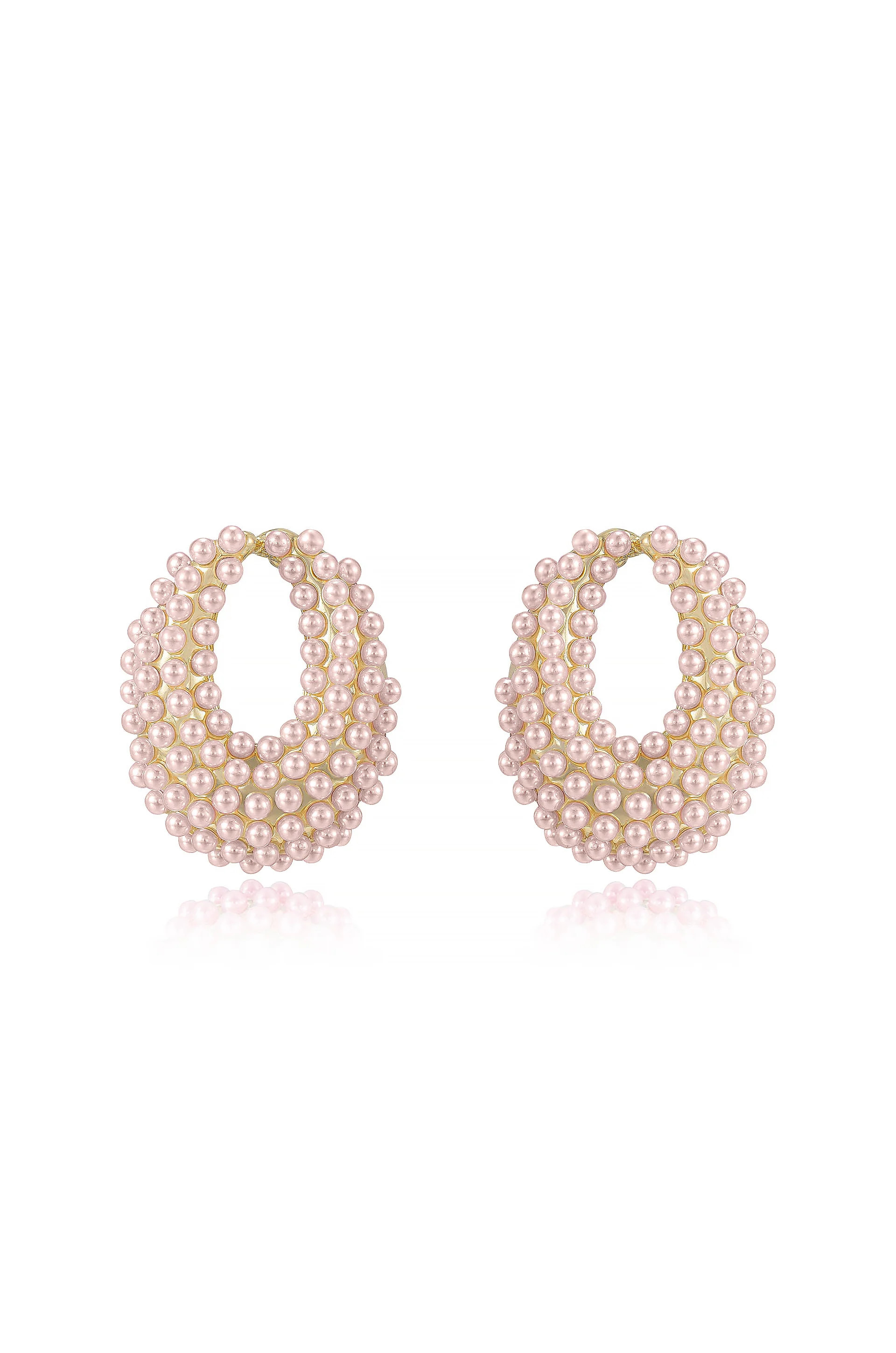 Classic Pearl Cluster Stud Earrings - Pink Pearl with 18k Gold Plating / One Size | Ettika