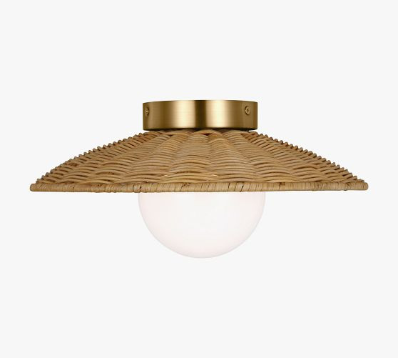 Soleil Rattan Flush Mount (13") | Pottery Barn (US)