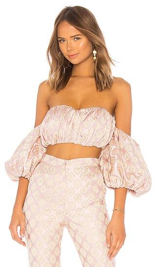 Shirred Bustier With Puff Sleeves | Revolve Clothing (Global)
