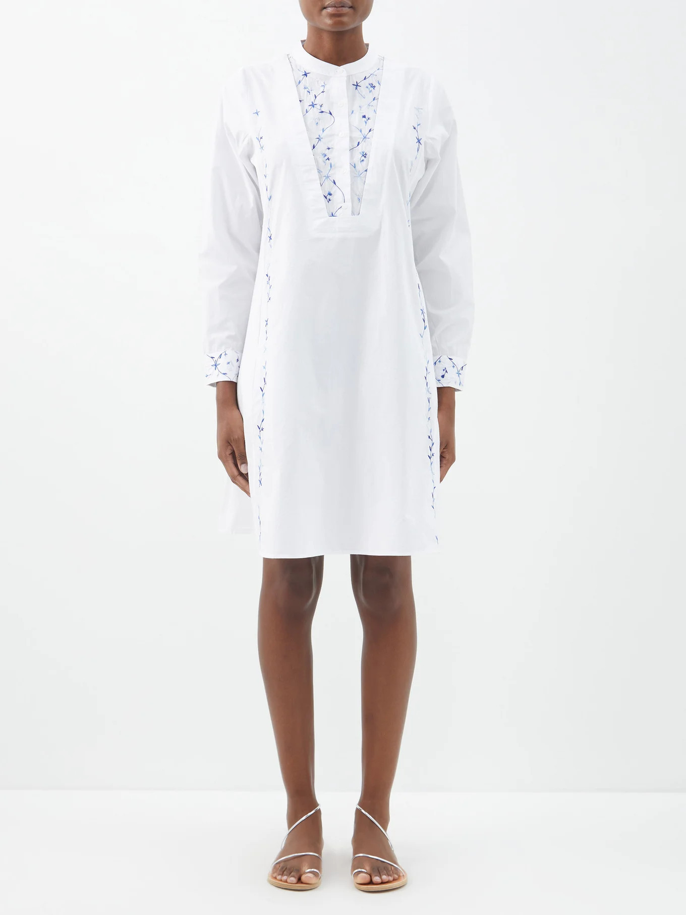 Victoria floral-embroidered cotton kaftan | Matches (US)