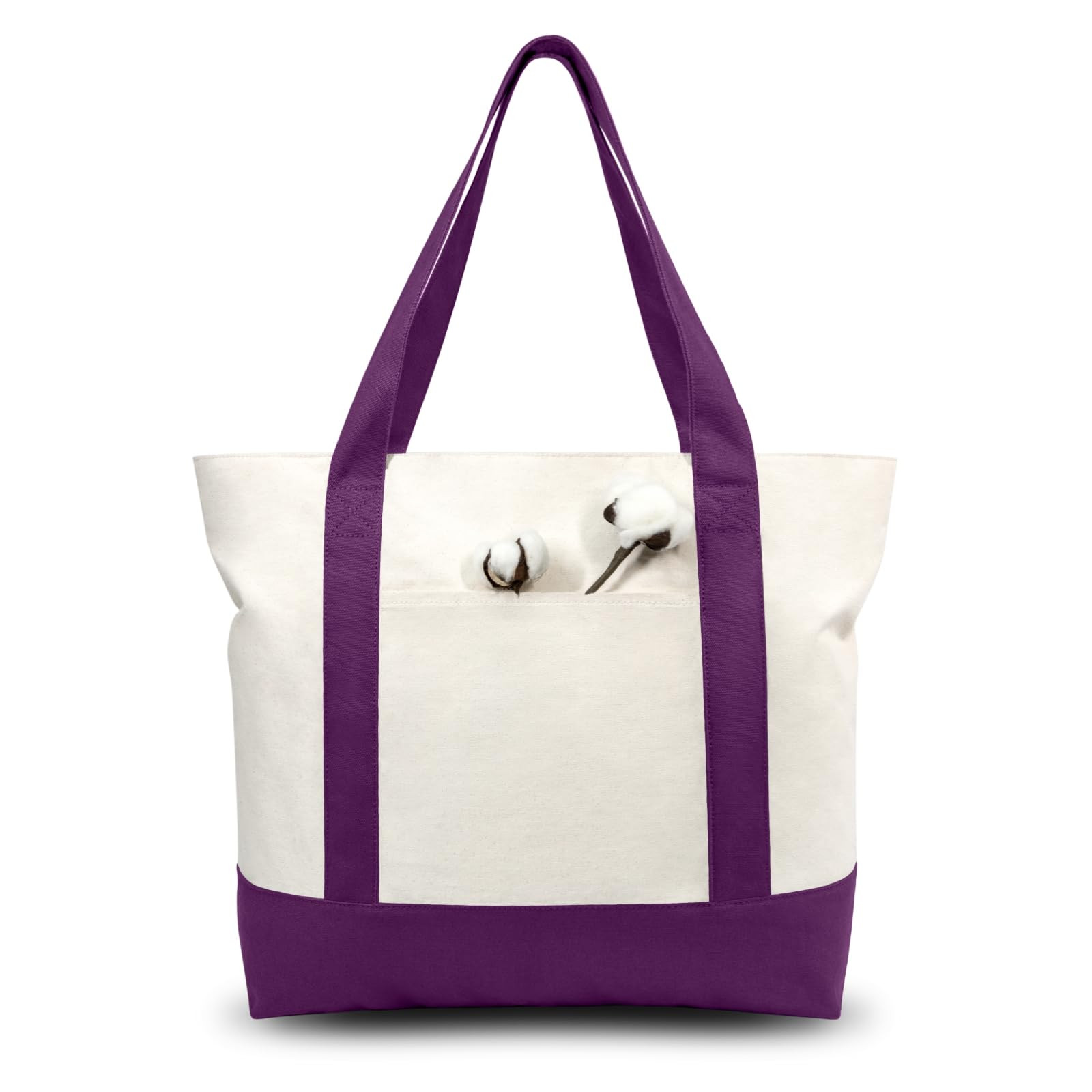 TOPDesign Canvas Tote Bag Purple/Natural | Amazon (US)
