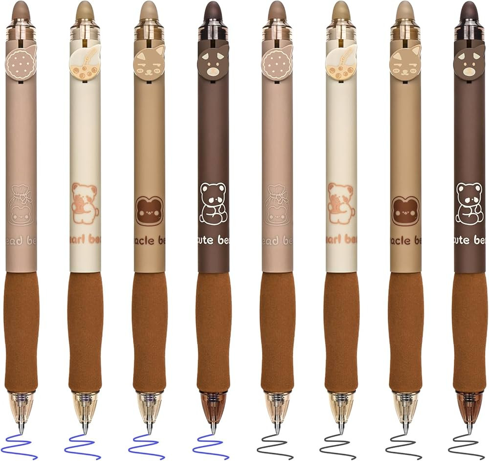 BAYTORY 8Pcs Cute Retractable Erasable Gel Pens, Blue and Black Ink Pen with Eraser Clear, Smooth... | Amazon (US)