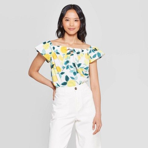 Women's Short Sleeve Off the Shoulder Cropped Bardot Top - Who What Wear™ | Target