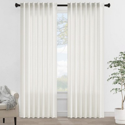 Topfinel Cotton Linen Blended Semi Sheer Back Tab Curtains Light Filtering Window Curtains Living Room Bedroom,84 inches Long Set of 2,Natural | Target
