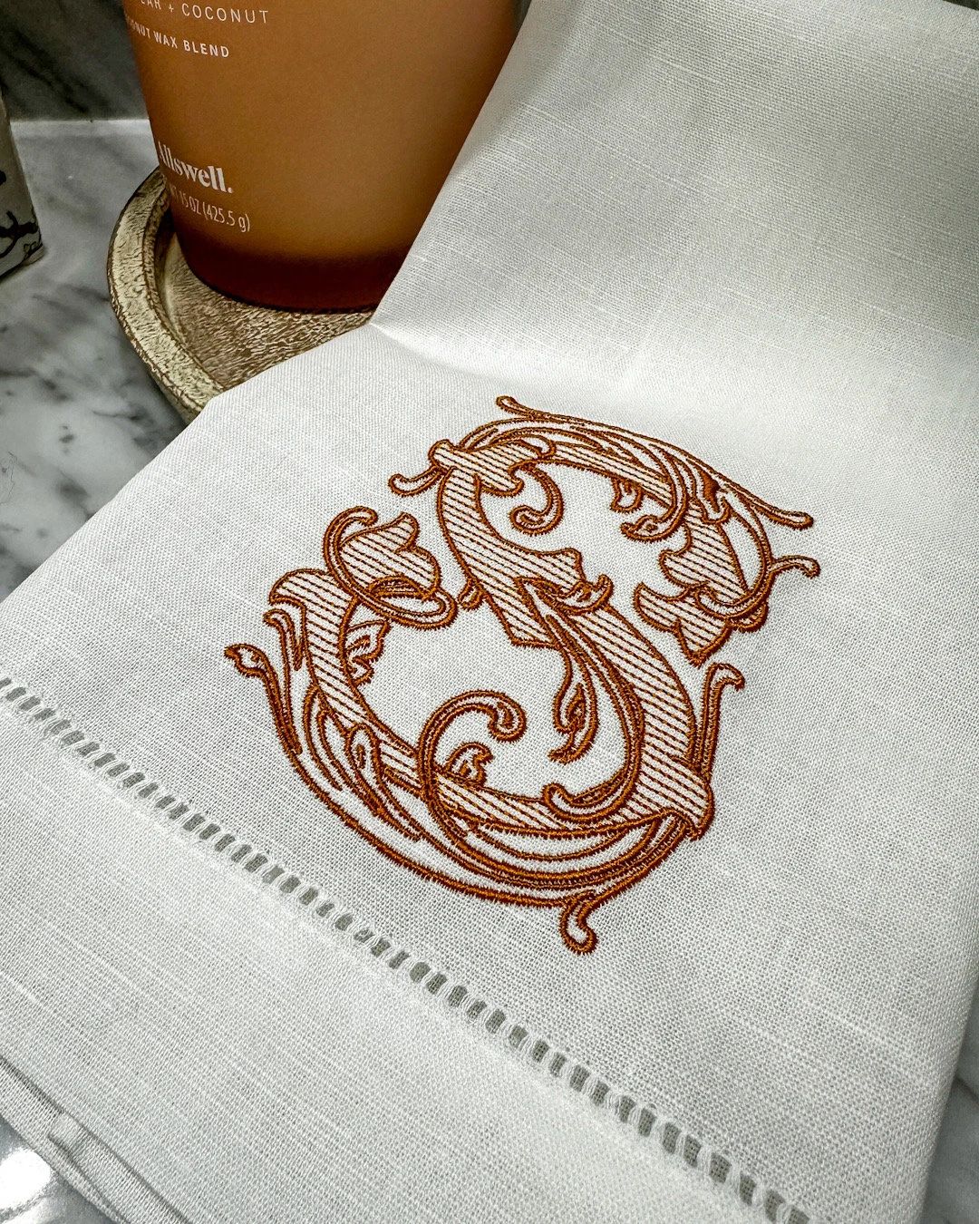 Monogram Linen Hand Towel. Custom Personalized Hostess Gift. Wedding Linens. European Linen. Vint... | Etsy (US)