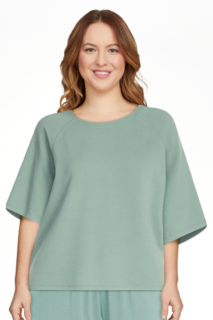 Joyspun Women's French Terry Knit Sleep Top with Short Sleeves, Sizes XS-3X | Walmart (US)