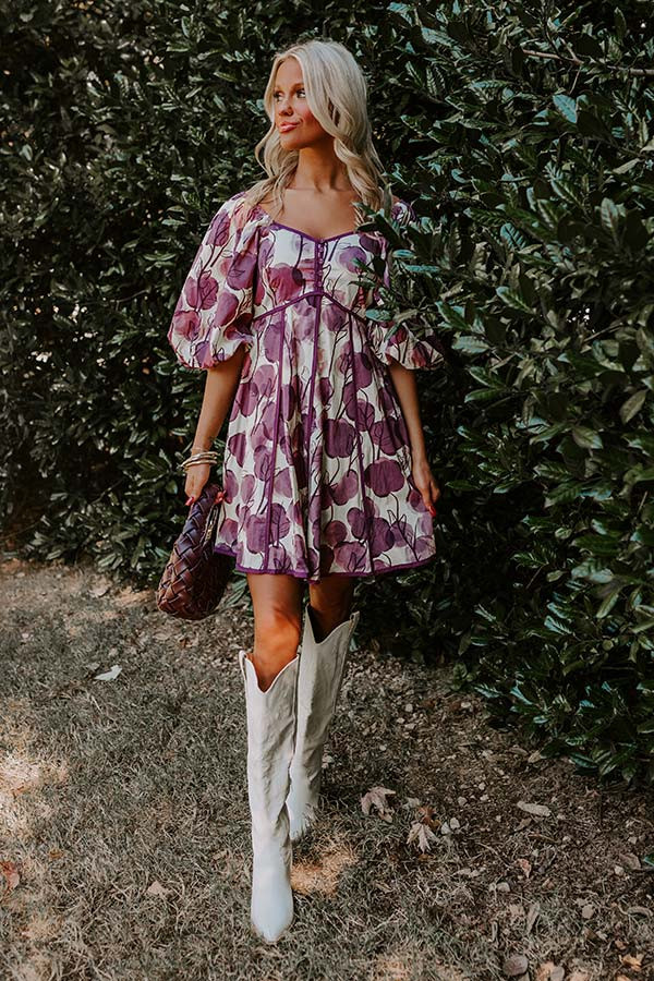 Autumn Stroll Babydoll Mini Dress in Purple | Impressions Online Boutique