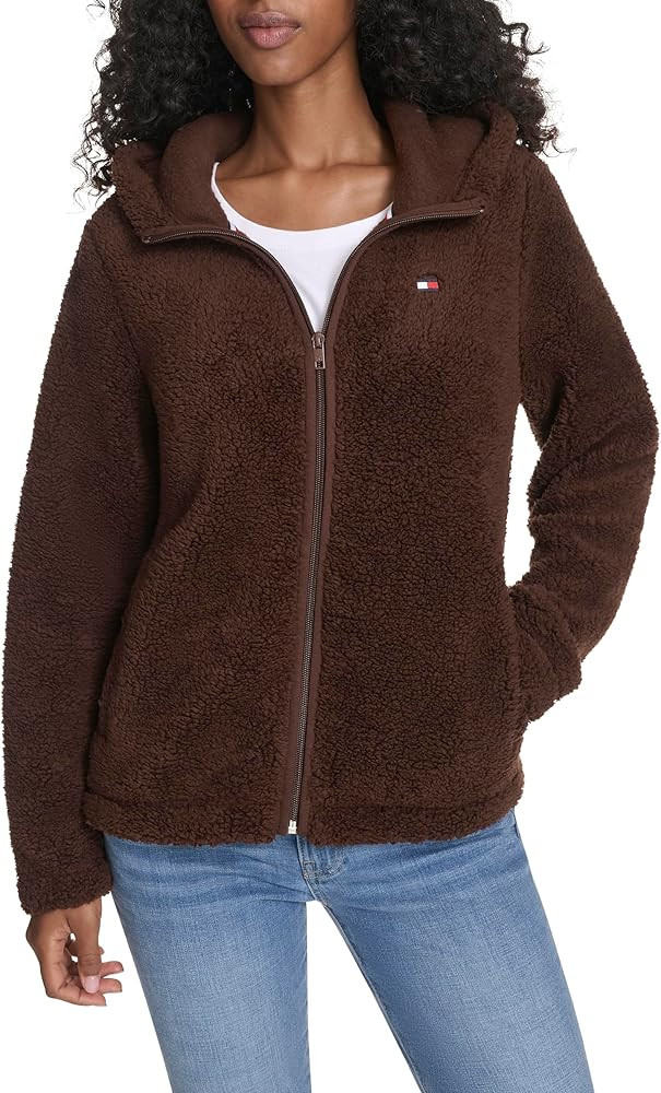 Tommy Hilfiger womens Zipper Hoodie Sherpa Fuzzy Jacket | Amazon (US)
