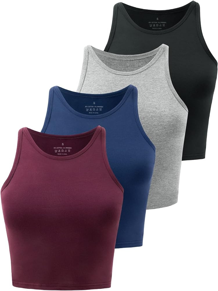 Kole Meego Crop Tops For Women Workout Cropped Tank Top High Neck Camisole Yoga Shirts Athletic U... | Amazon (US)