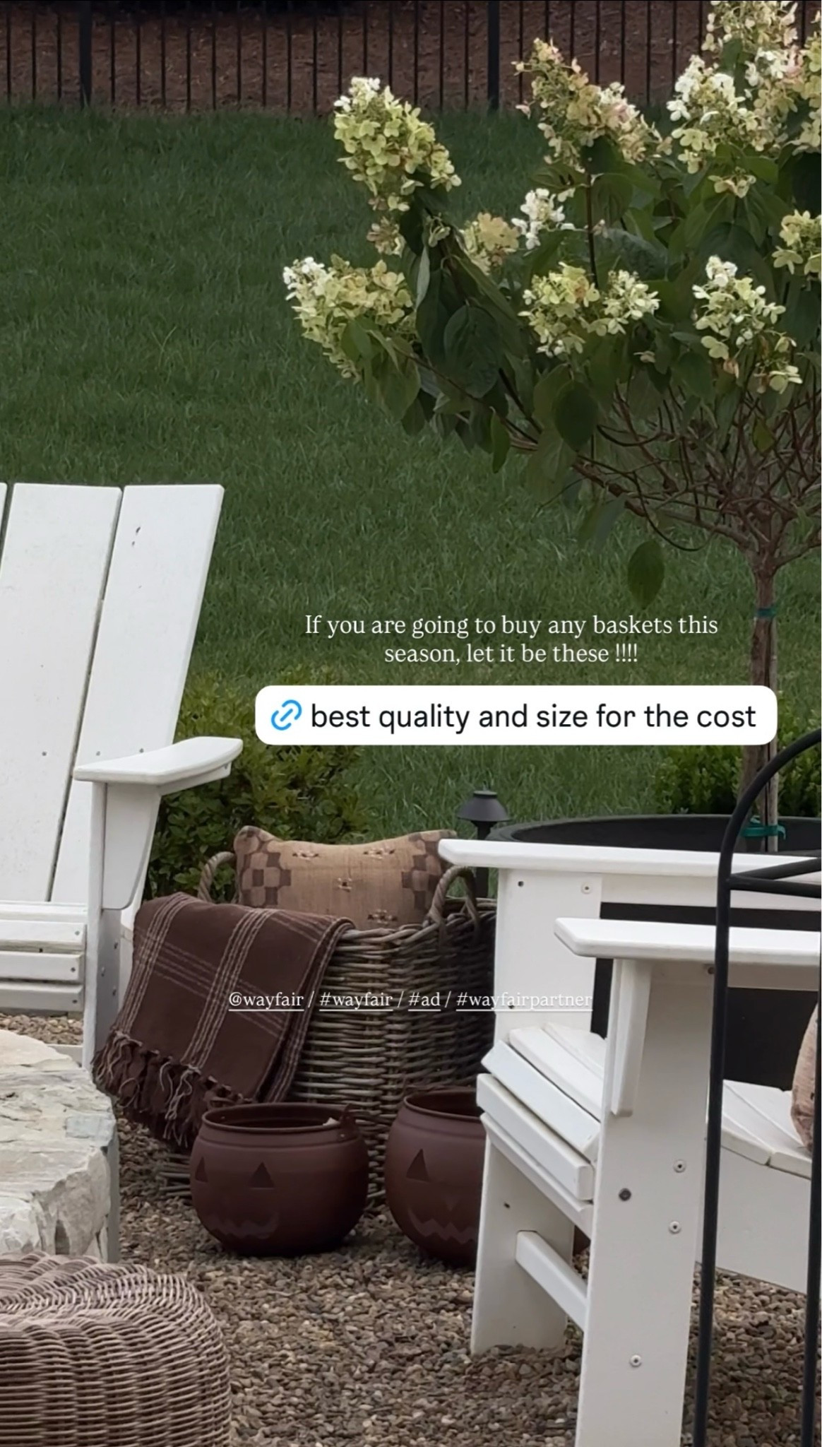 #ad Fall hosting starts with the details 🍂 These oversized woven baskets from Wayfair are the perfect mix of beautiful + functional — plenty of room for extra pillows and throws, and such an easy way to add warmth and texture to an outdoor space. Truly one of my favorite finds for the size and quality! And they're linked below from @wayfair. 🍂@shop.ltk #liketkit @wayfair #Wayfair
#WayfairPartner #FallDecor #OutdoorLiving