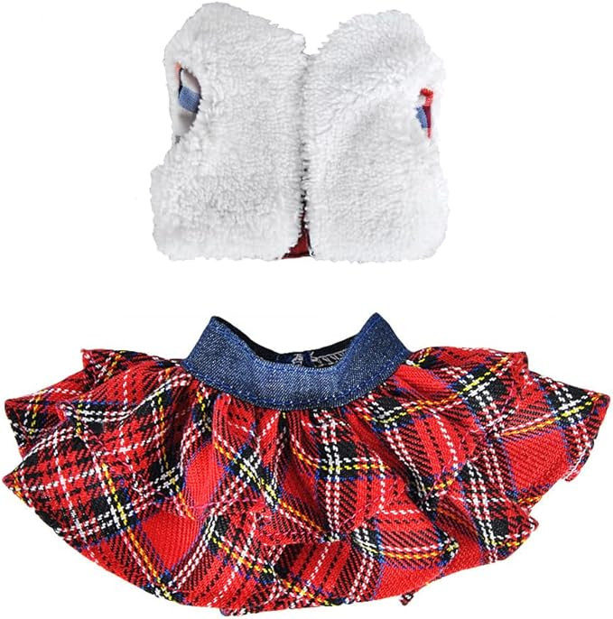 E-TING Santa Clothing Fluffy Vest+ Plaid Skirt Accessories for elf Doll Christmas Decoration | Amazon (US)