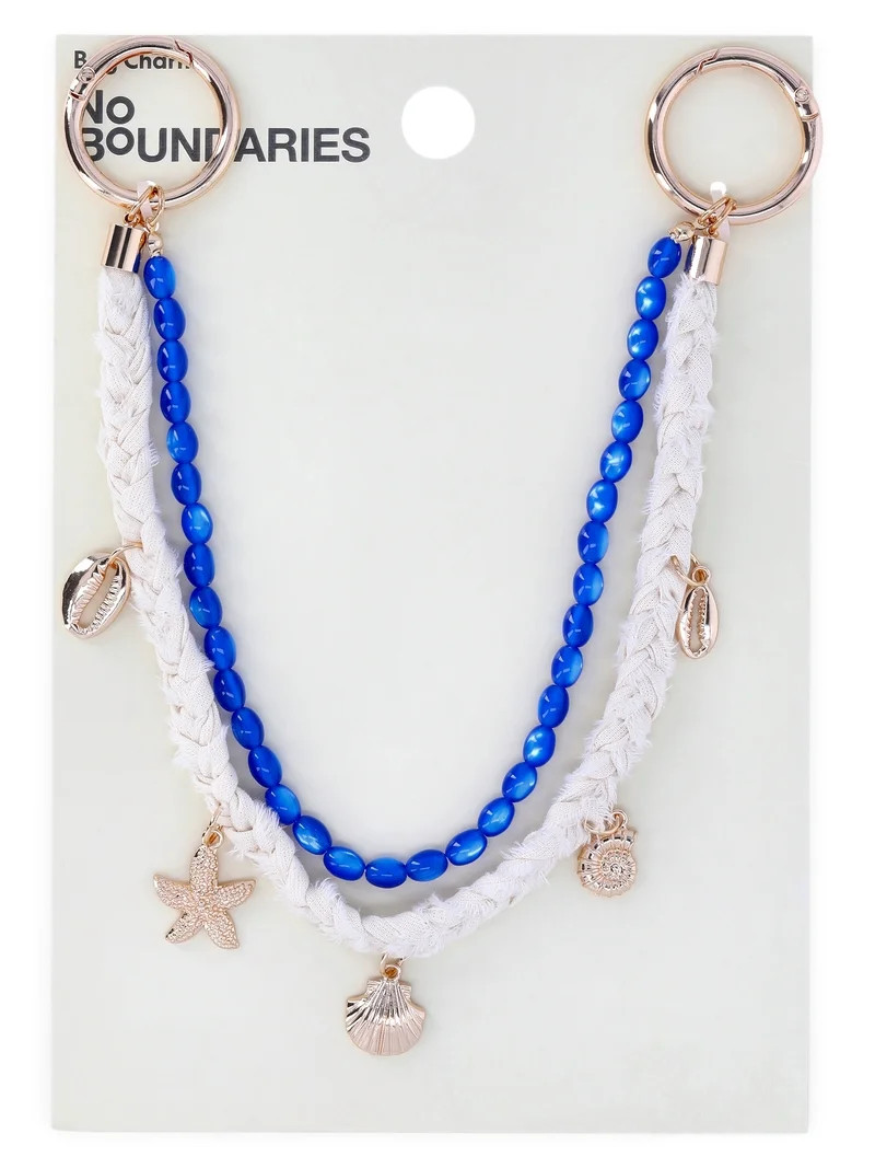 No Boundaries Women's Beach Icons Bag Charm, Natural Rope & Bead Swag Chain | Walmart (US)