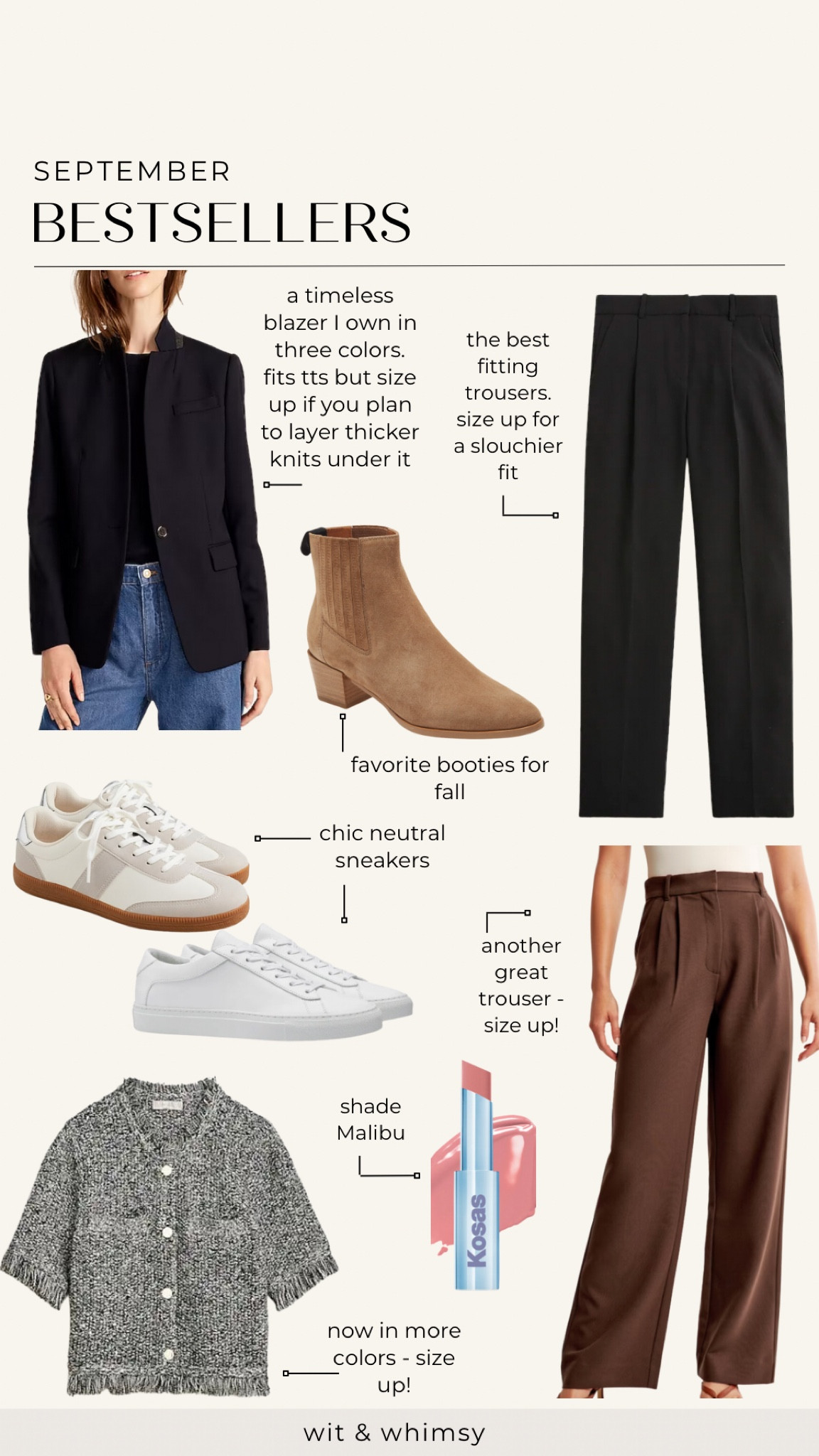 September bestsellers!
Classic blazer
Trousers
Suede boots
Sneakers
Short sleeve cardigan
Lip balm 

#LTKSeasonal