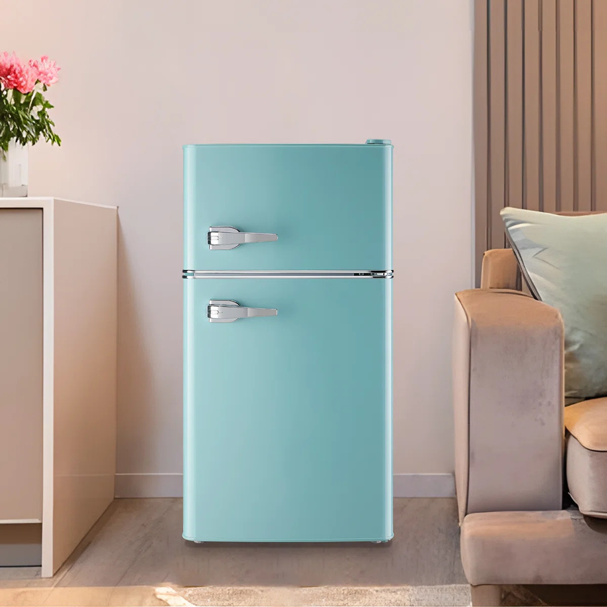 DEMULLER 3.5 Cubic Feet Mini Fridge with Freezer BCD-100-BLUE | Wayfair North America