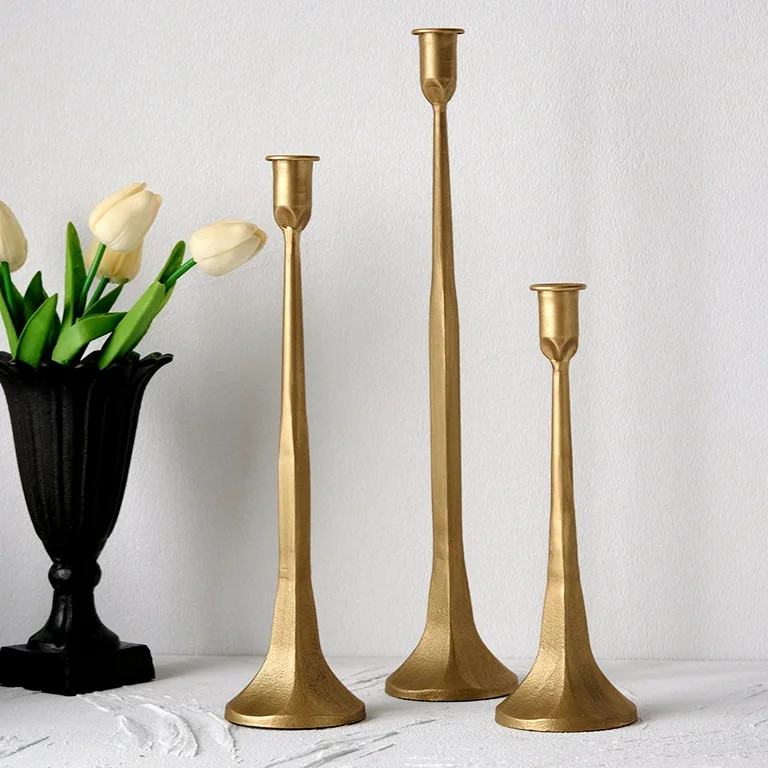 Cast Iron Taper Candle Holder Set of 3, Tall Candlestick Holders for Dining Table Centerpiece Dec... | Walmart (US)