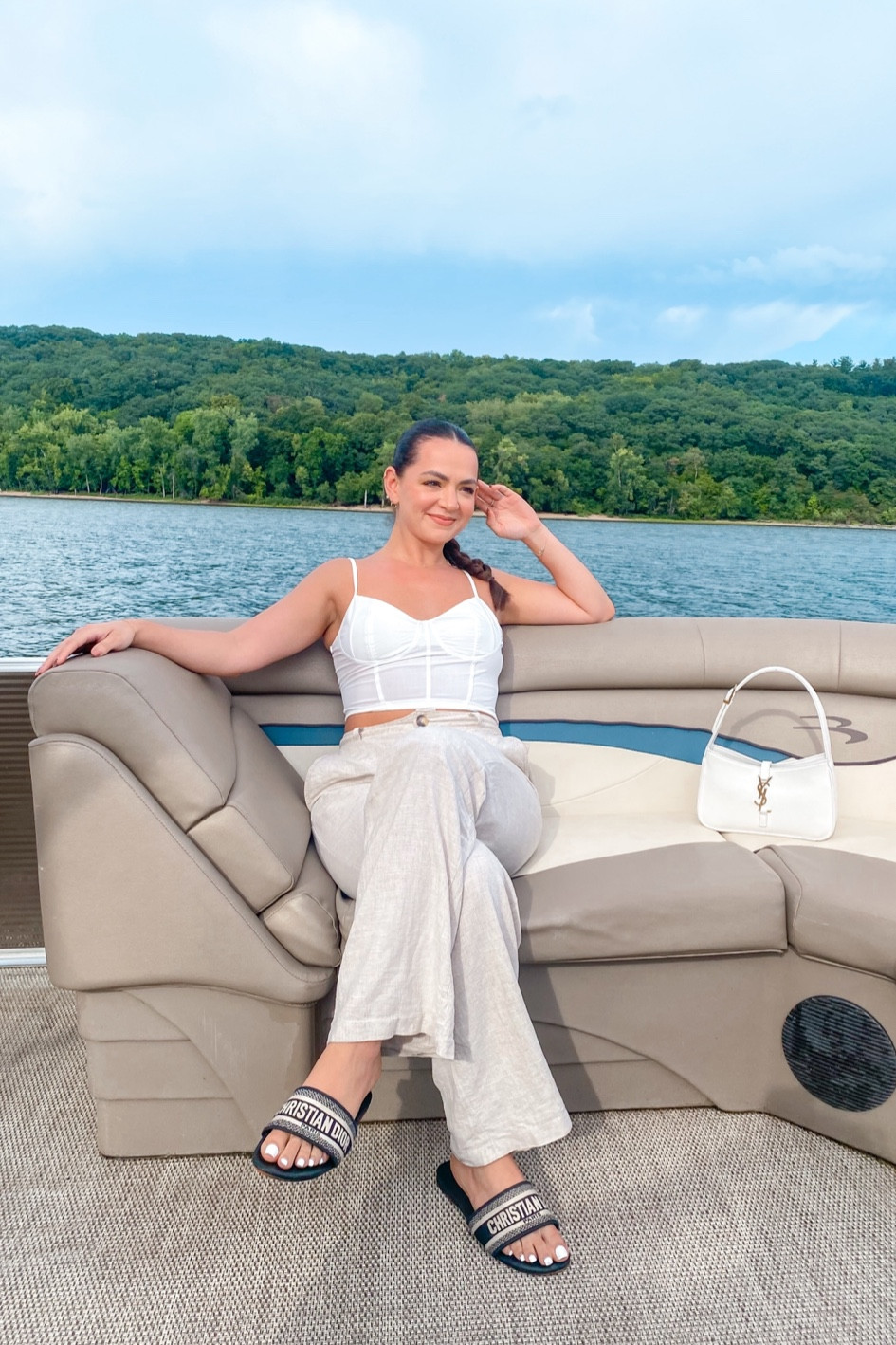 I love a monochromatic moment and this white top with beige linen pants is super comfortable and so cute. I wore this for boat day in Minnesota. It is the perfect vacation outfit for the trips where you’ll be walking a lot. I attached similar styles  Vacation outfit. Travel outfit. Trip outfit. Casual outfit. White crop corset top. Linen pants.  

#LTKtravel #LTKstyletip #LTKfindsunder50