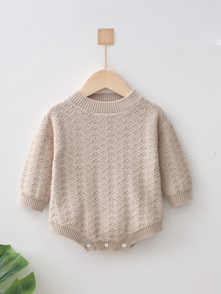 Baby Solid Snap Button Knit Bodysuit | SHEIN