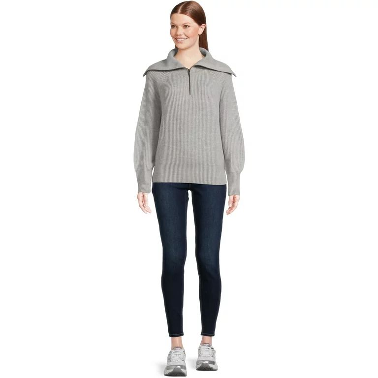 RD Style Women’s Quarter Zip Sweater with Extended Collar, Midweight, Sizes XS-3XL | Walmart (US)