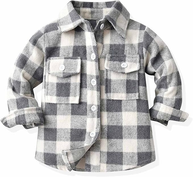 Kids Flannel Shirt Jacket Plaid Long Sleeve Button Down Shirt Top Toddler Baby Girls Boys Shirts ... | Amazon (US)