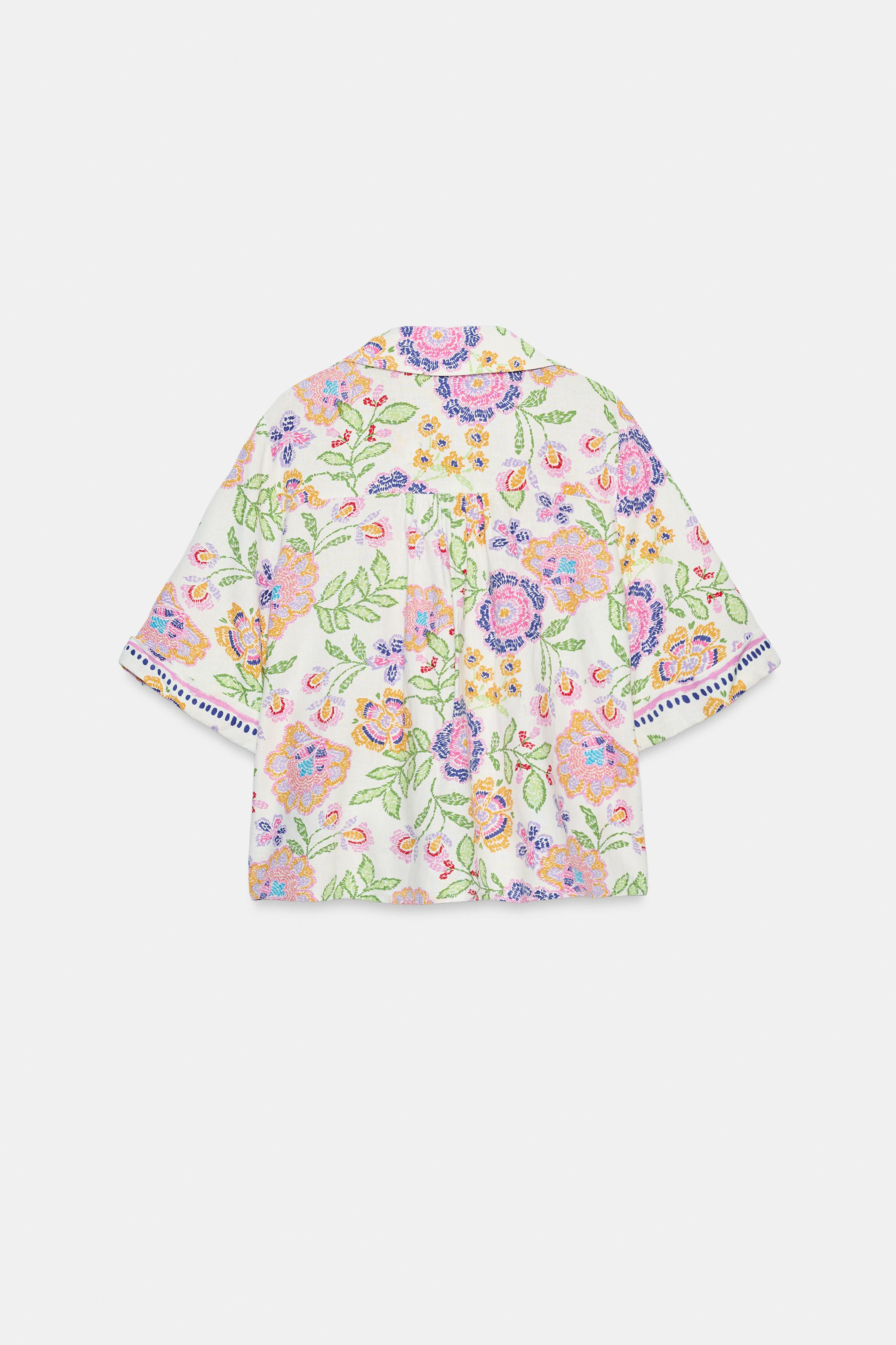 FLORAL PRINT LINEN BLEND SHIRT | Zara US