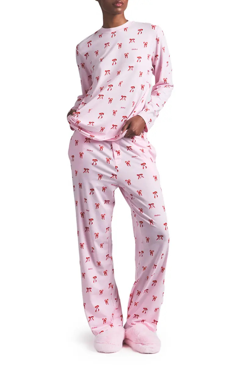 SKIMS Boyfriend Long Sleeve T-Shirt & Loose Pants Pajamas | Nordstrom | Nordstrom