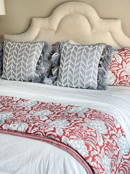 Snag our red, white & blue Christmas holiday bedding on major sale!! This Serena & Lily artichoke quilt is over 60% OFF and this blue tassel pillows are now just $30!! 🙌🏻🏃🏼‍♀️ Also linked our scallop duvet cover and upholstered arch bed that’s also on sale! 🤍

#LTKfindsunder50 #LTKHoliday #LTKhome
