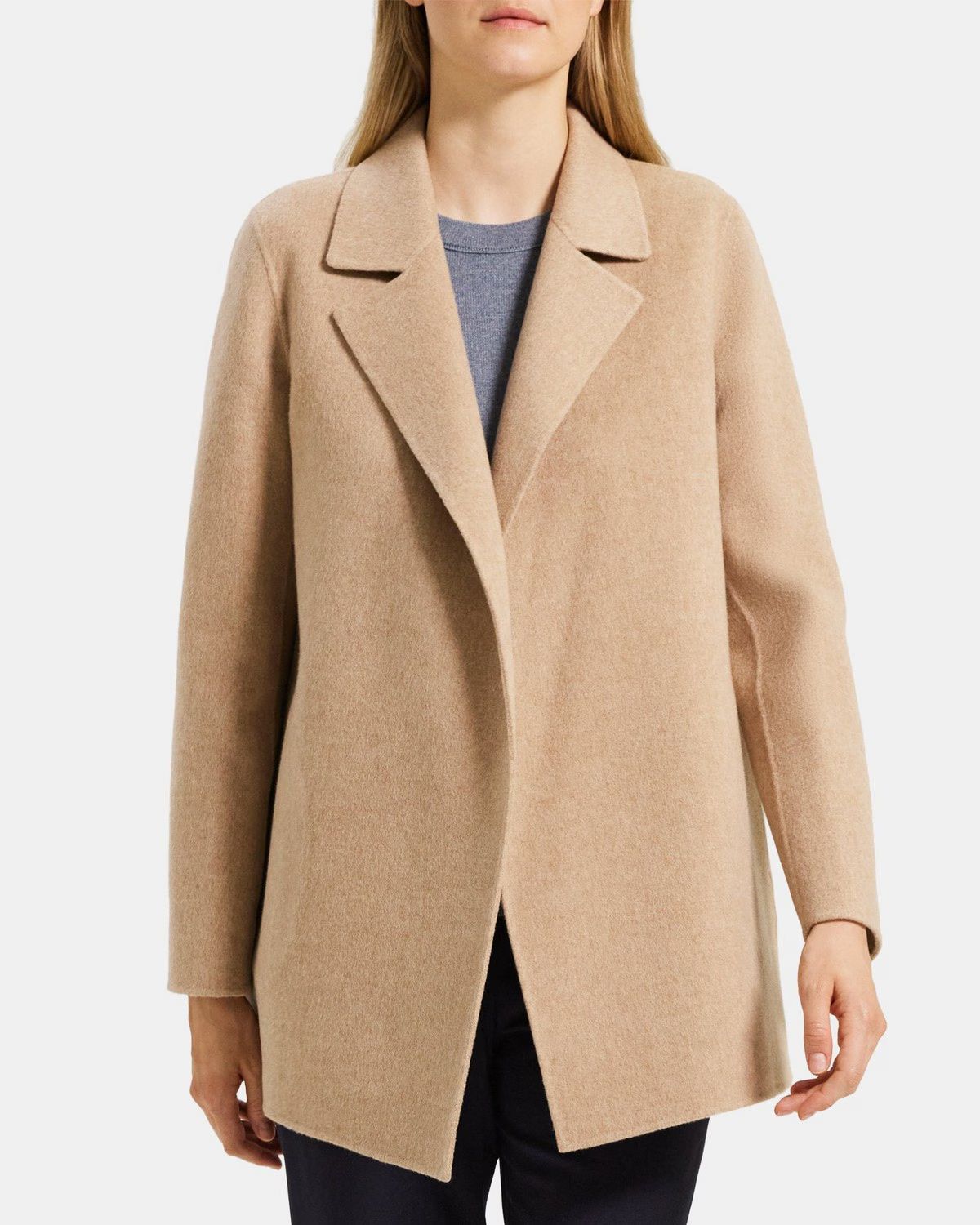 Open Front Coat in Double-Face Wool-Cashmere | Theory Outlet
