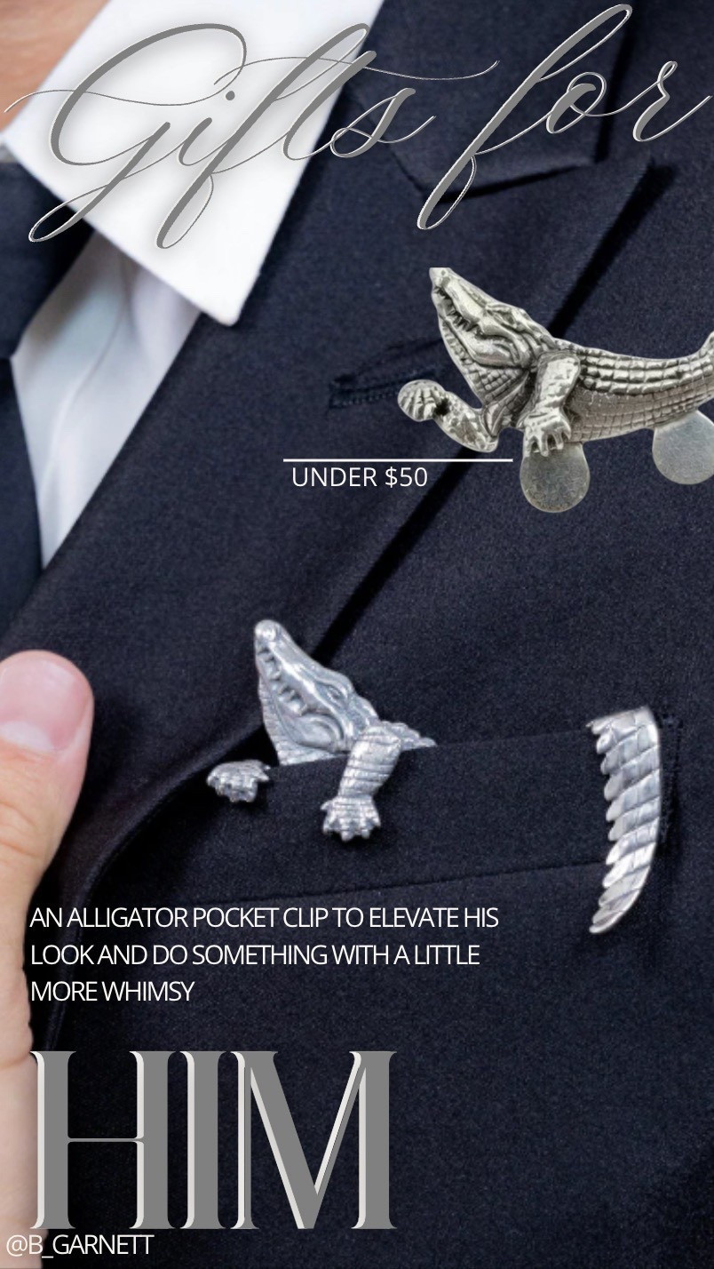 Such a cool gift idea for the him in your life-an alligator pocket clip to add a touch of whimsy to his next formal event (there’s also an octopus. Linked both)

Gifts for him | wedding outfits | mean outfits 

#LTKMens #LTKWorkwear #LTKWedding