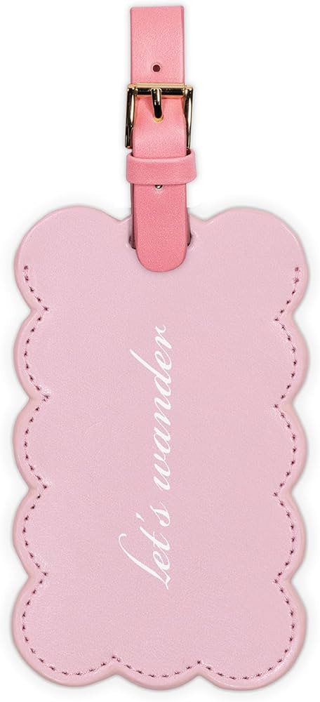 Kate Spade New York Cute Pink Luggage Tag for Women, Durable Vegan Leather Suitcase Tag, Unique L... | Amazon (US)