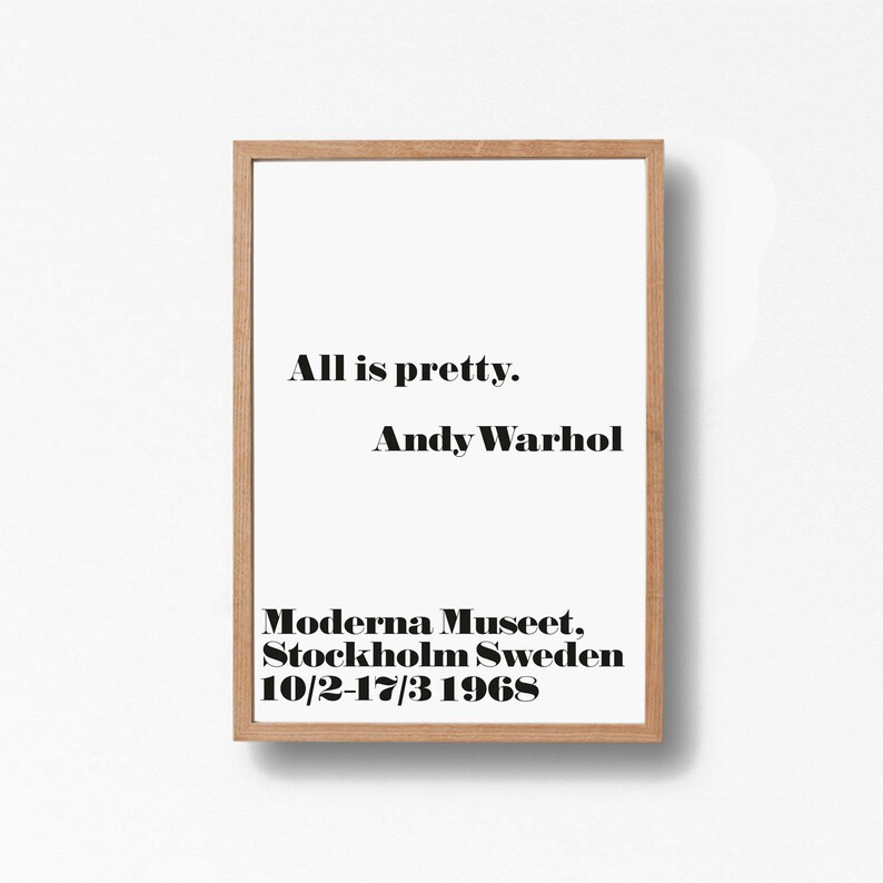 Andy Warhol print All is pretty, fashion wall art, Scandinavian print, 50x70, large prints, 24x36... | Etsy (US)