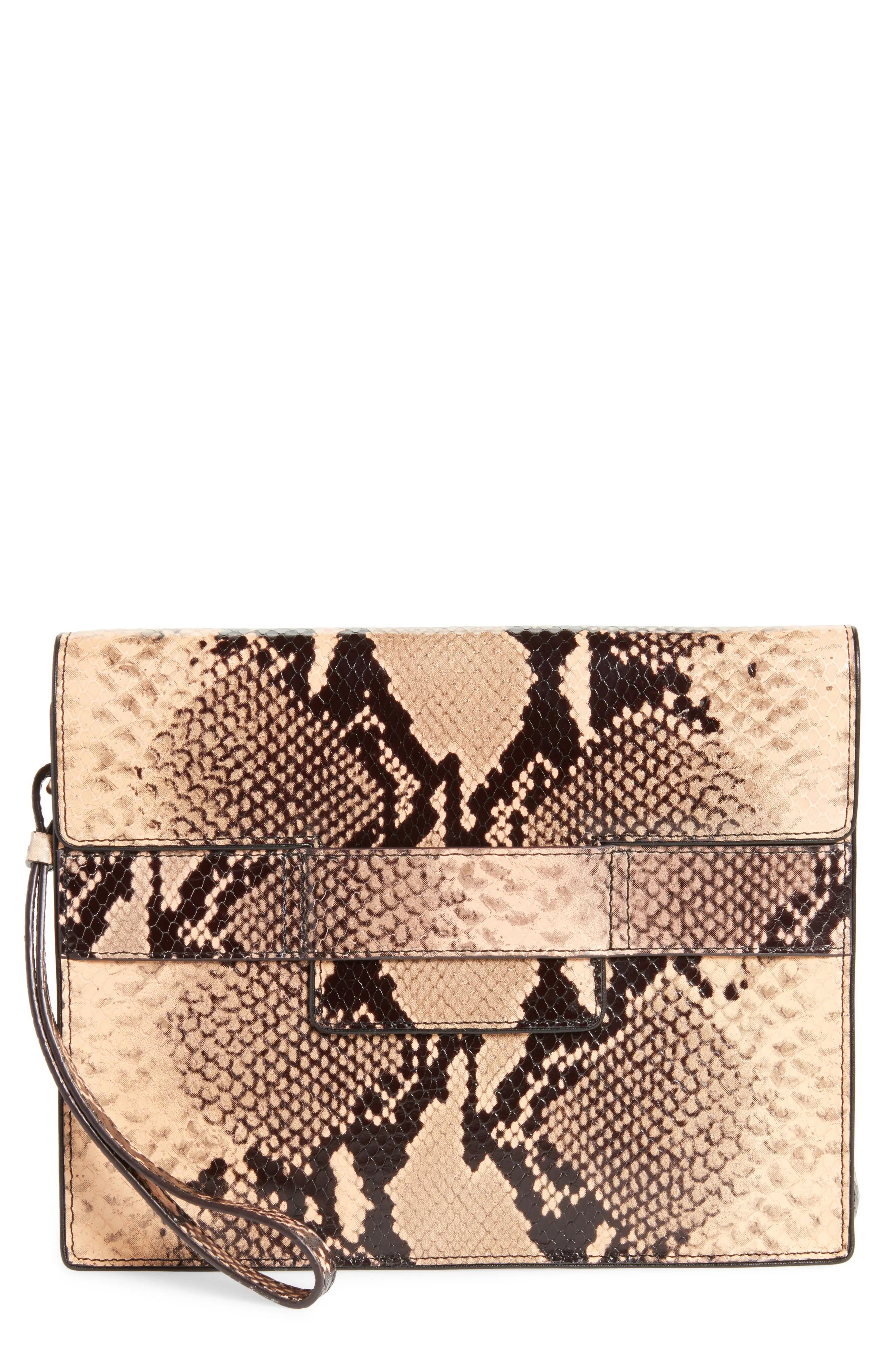 Snake Embossed Leather Wristlet Clutch | Nordstrom