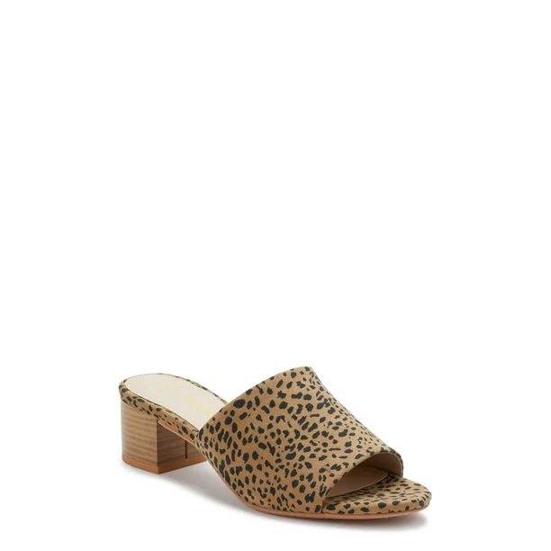 Melrose Ave - Melrose Ave Vegan Suede Cheetah Block Heel Slide Sandals (Women's) - Walmart.com | Walmart (US)