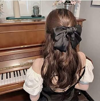 Hair Bow Clips for Women Girls Satin Ribbon Hair Clip for Teen Girls French Barrettes Black Hair ... | Amazon (US)