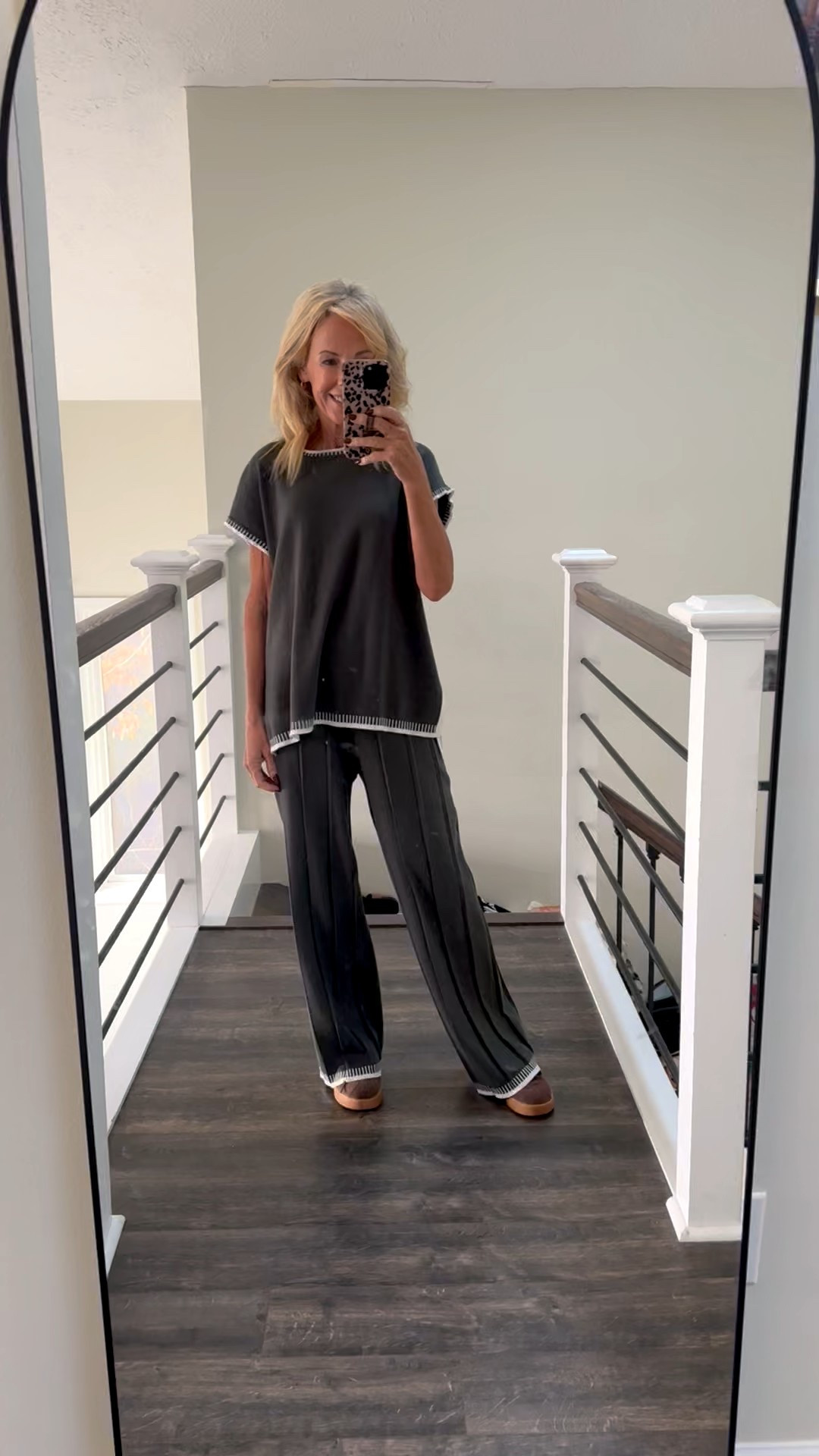 Warm matching set for November-short sleeves, sweater like material, nice drape, cute stitching detail. #matchingset #falloutfit #fashionover50 

#LTKOver40 #LTKFindsUnder50 #LTKPetite