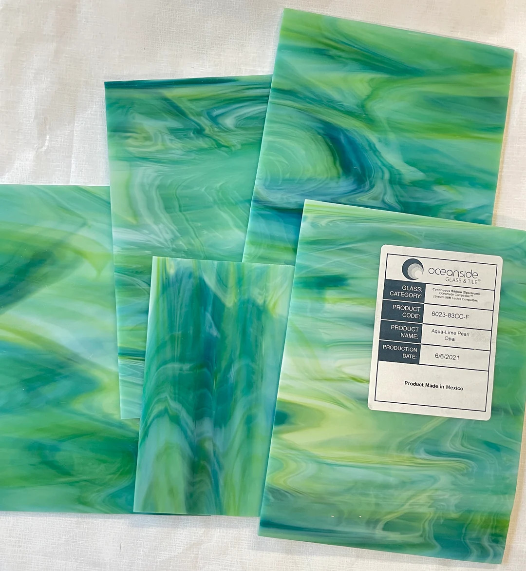 Aqua Lime Pearl Opal Soft Granite 96COE Fusible Stained Glass Sheet F17 | Etsy (US)