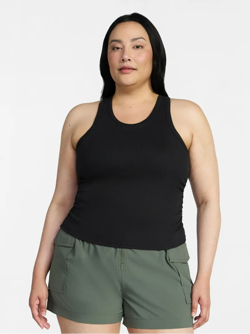 Avia Women's Cotton Ruched Rib Tank Top, Sizes XS-XXXL | Walmart (US)