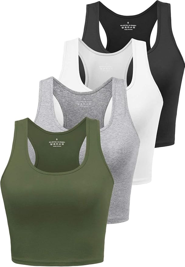 Joviren Cotton Workout Crop Tank Top for Women Racerback Yoga Tank Tops Athletic Sports Shirts Ex... | Amazon (US)