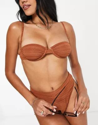 Rhythm Marle gathered underwire bikini top in rust | ASOS (Global)