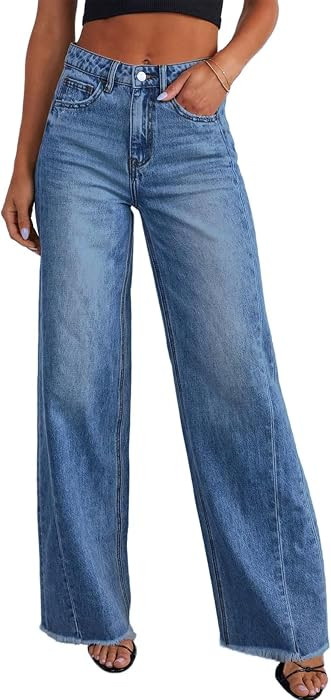 Sidefeel Women's Wide Leg Jeans High Waisted Stretchy Denim Pants | Amazon (US)