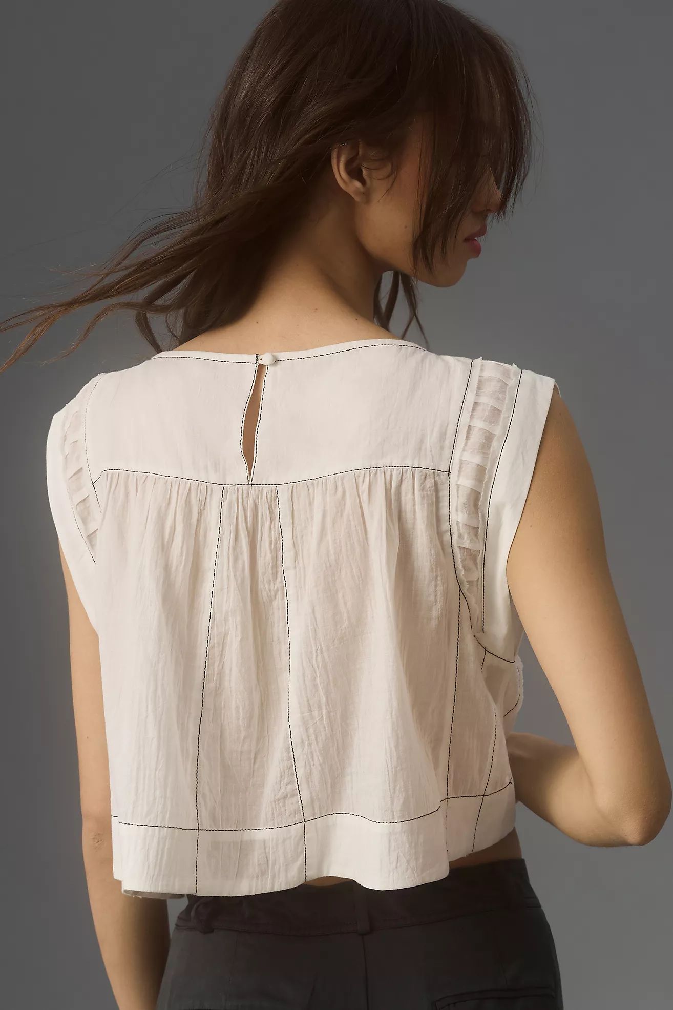 By Anthropologie Cap-Sleeve Babydoll Blouse | Anthropologie (US)