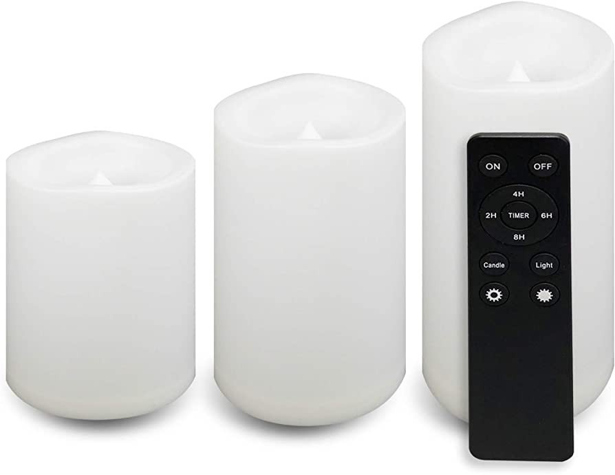 CANDLE CHOICE Waterproof Outdoor Battery Operated Flameless Candles with Remote Timer White Plast... | Amazon (US)