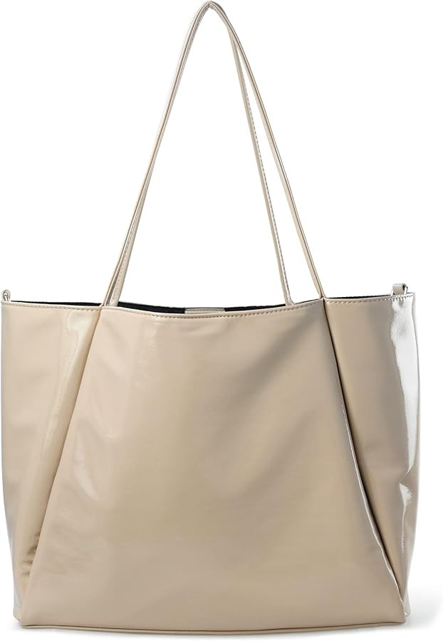 Shiny Patent Faux Leather Tote Glossy Shoulder Handbag for Women Convertible Purse | Amazon (US)