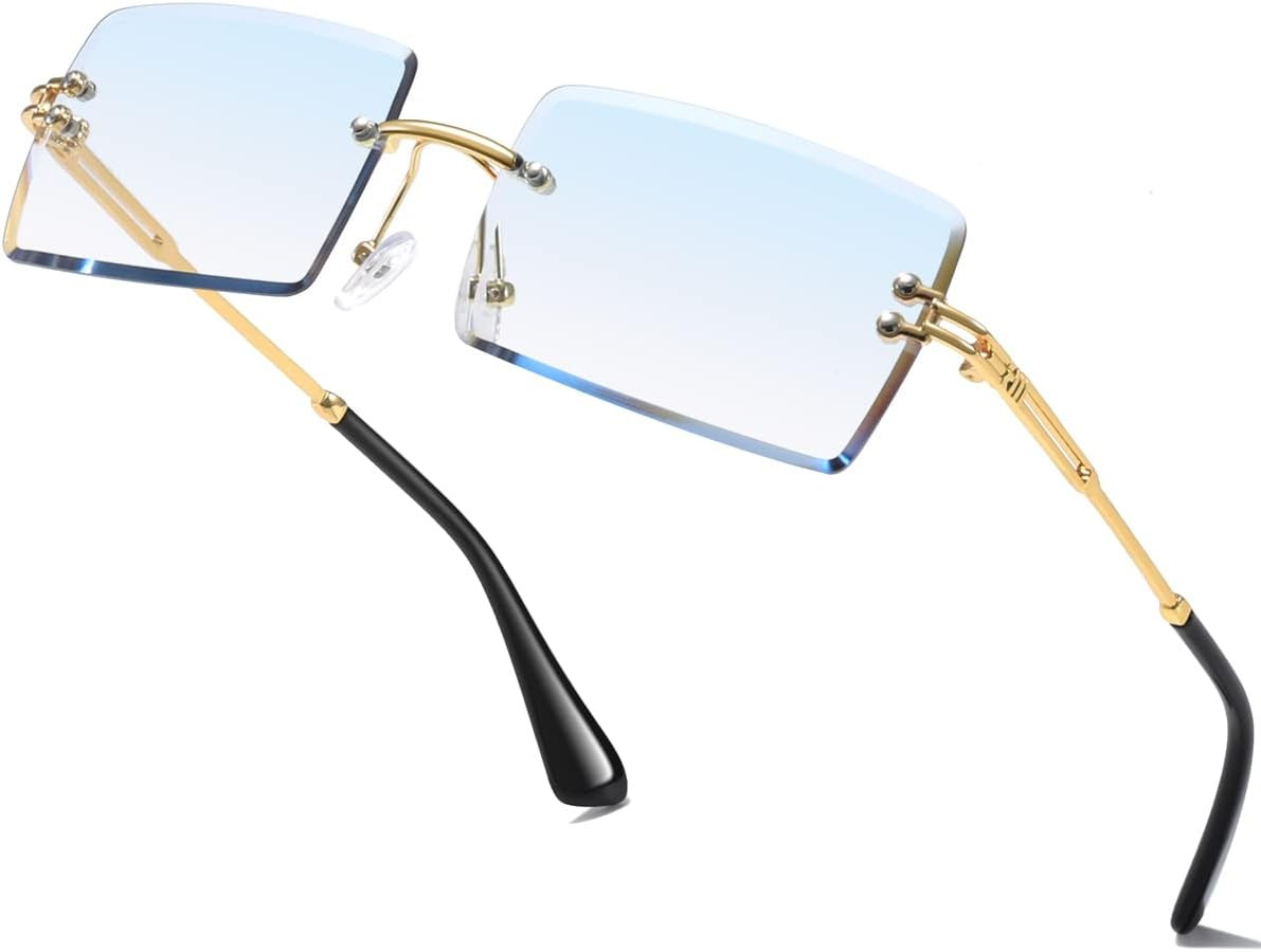 Fashion Rimless Rectangle Sunglasses for Women Men Square Glasses Ultralight UV400 Eyewear Unisex... | Amazon (US)