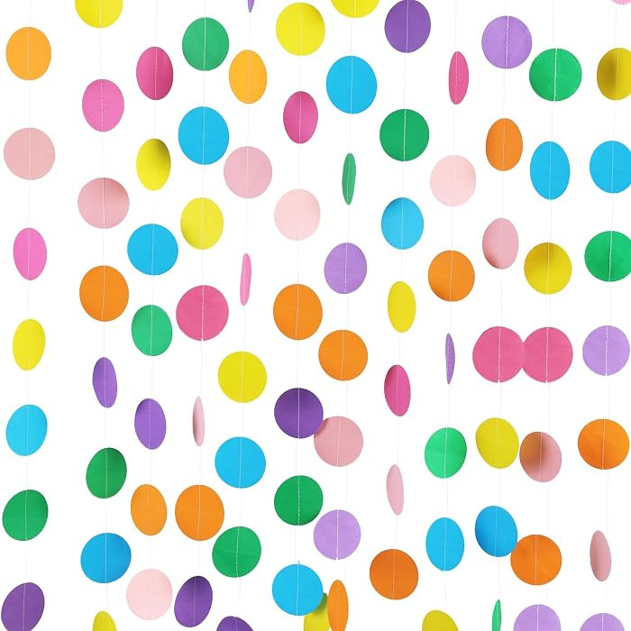 RUBFAC 5pcs Colorful Paper Garland Party Decorations Circle Dots Hanging Rainbow Decorations for ... | Amazon (US)