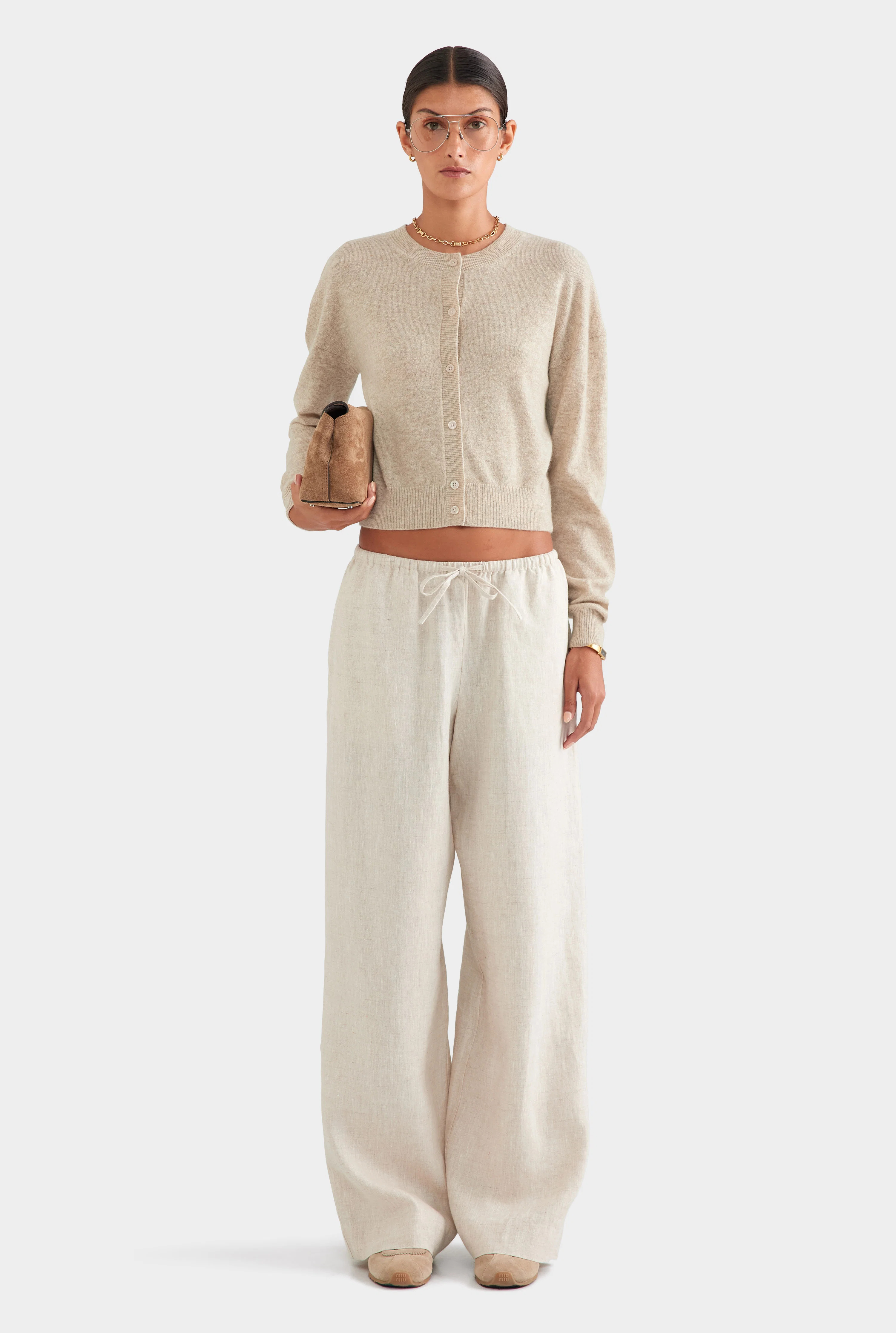 Womens Wide Leg Pant in Sand | Venroy | Venroy AU