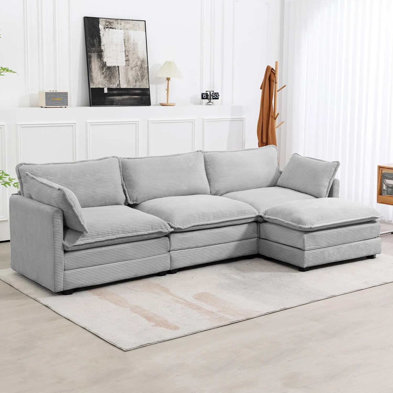Redenius 4-Piece 112'' Upholstered Corduroy L-Shape Sectional | Wayfair North America