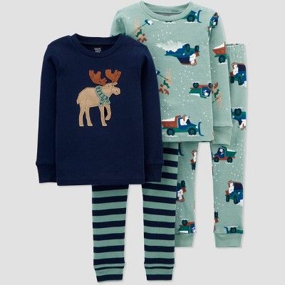 Toddler Boys' 4pc Moose Pajama Set - Just One You® made by carter's Blue | Target