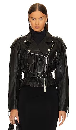 Ambrosia Leather Moto Jacket in Black | Revolve Clothing (Global)
