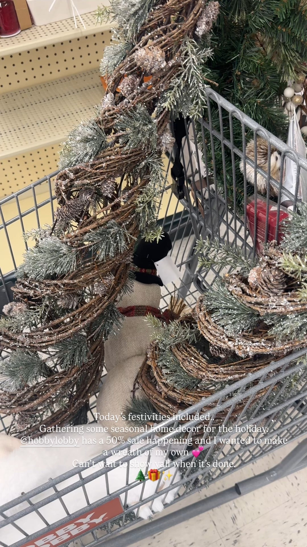Going to hobby lobby wasn’t on the list but I know this year I was making a wreath and setting up some home decor to make my place feel festive for the holidays. ✨

- Herringbone Snowman Plush
- White & Brown Faux Fur Mini Tree Skirt
- Rattan Wrapped Pine Tree (medium + Large) 
- Iced Berry Spray (Gold + Matte White)
- Pinecone & Birch Pick
- Bleached Bunny Tails Bundle
- Bronze Reindeer Wreath Hanger

 #hobbylobby #homedecor #holiday #home #wreath #decor #decorations #christmas #newyears #snowman 

#LTKSaleAlert #LTKCyberWeek #LTKHoliday