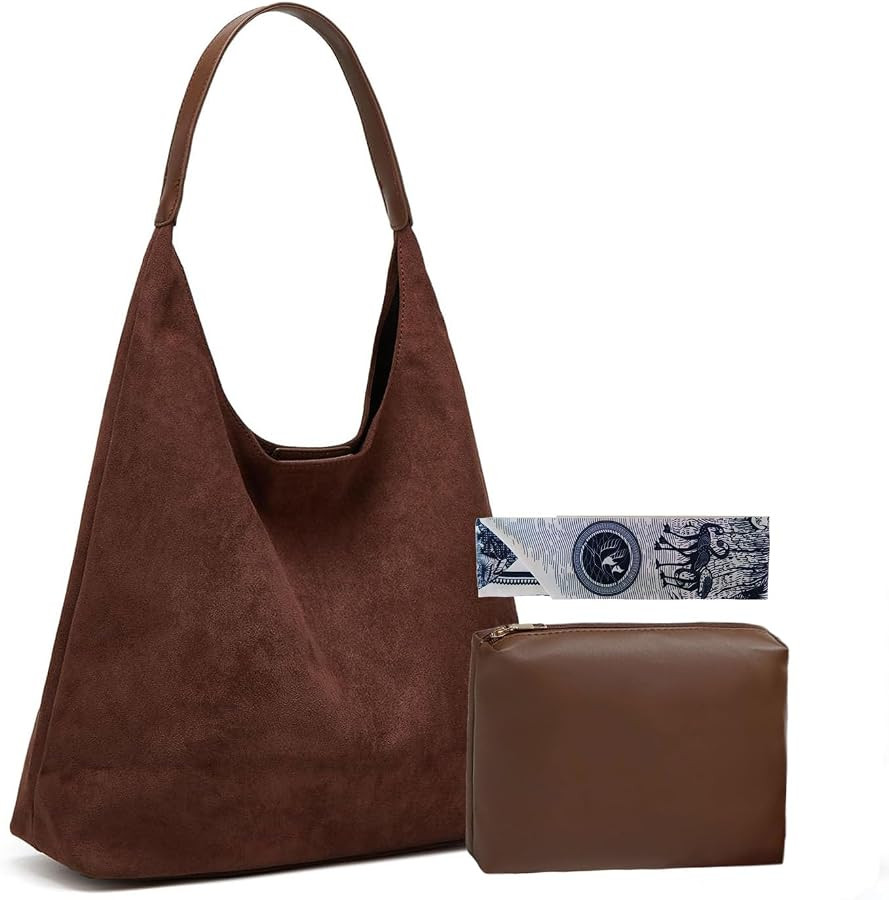 Bolsos Hobo de gamuza para mujer, bolso de hombro holgado de cuero vintage | Amazon (US)